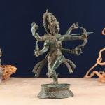 Indonesian Bronze Dancing Lord Rama Sculpture | 10" x 8" x 3.5" (25.4 x 20.3 x 8.9 cm) | 860g Vintage Art | Dynamic Bow Arrow Pose | Sacred Decor